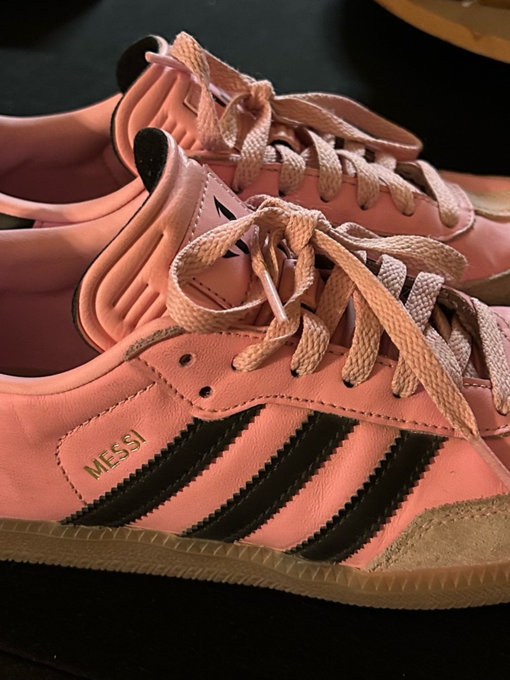Messi adidas Pink and Black Low-Top Leather Sneakers